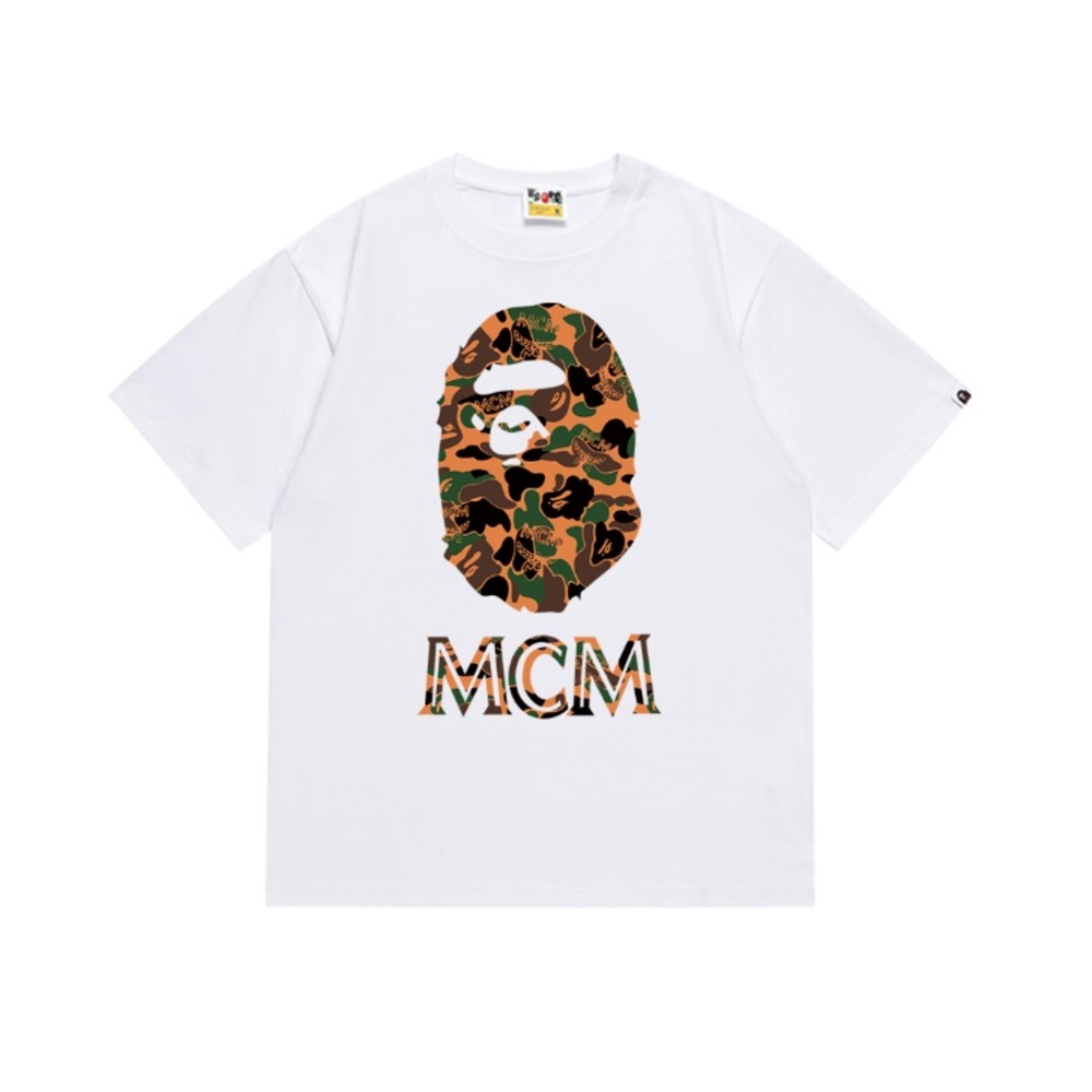 MCM White Tee with Camouflage Graphic